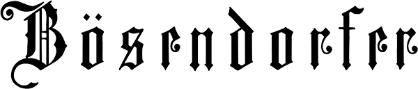 Bösendorfer logo in blackletter style, representing the iconic piano manufacturer known for quality grand pianos.